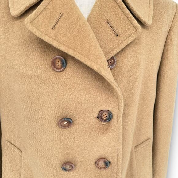 Vintage Aquascutum London Double Breasted Wool Pea Coat Flannel Lining Men's 42R - Picture 2 of 8